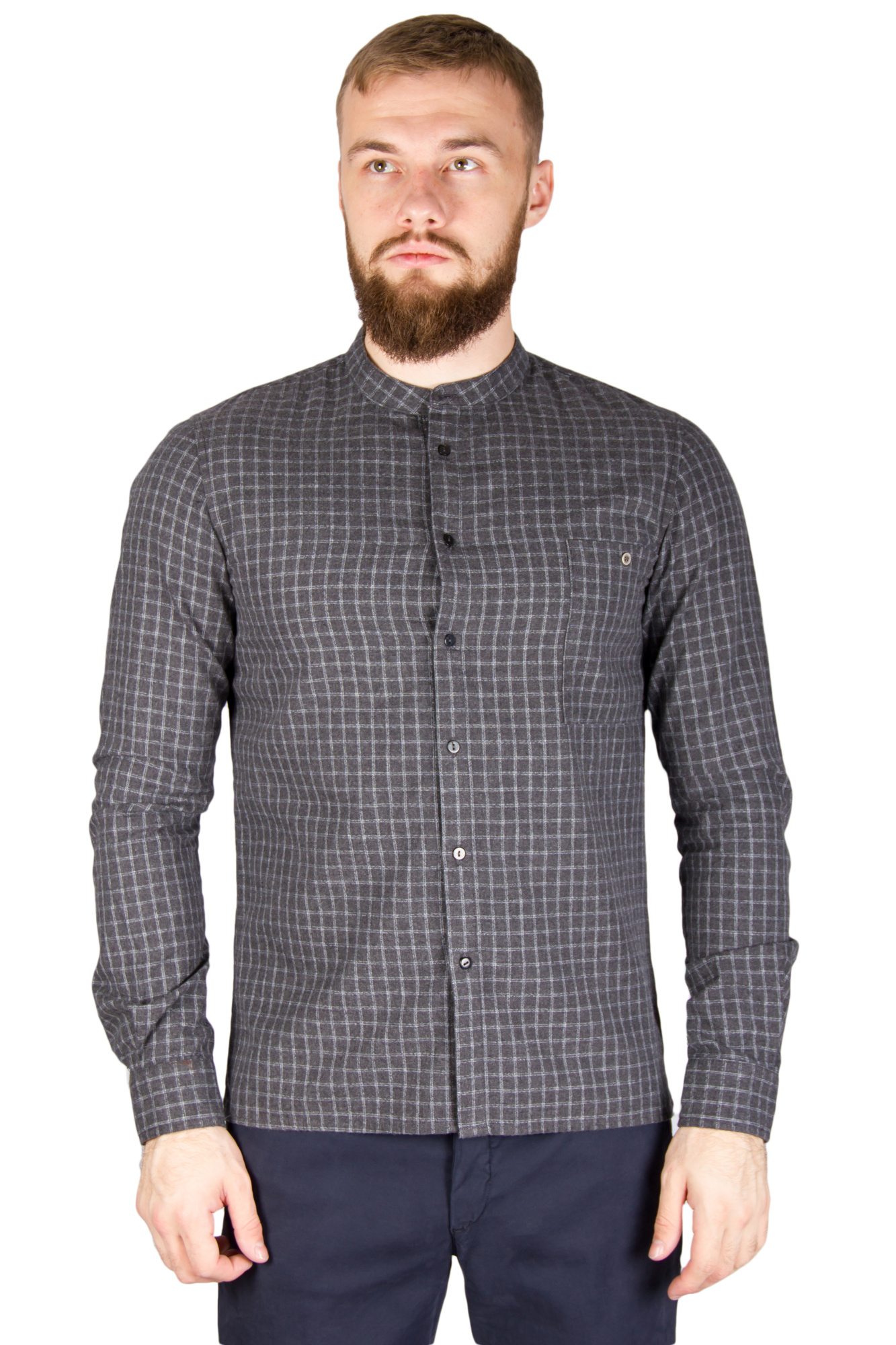 Рубашка серая в клетку ALTATENSIONE