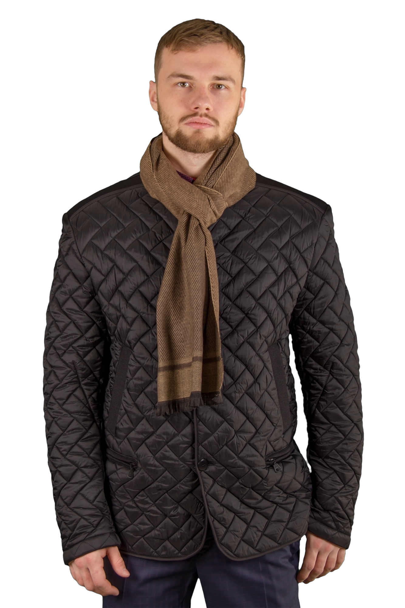 Шарф коричневый в ёлочку FABIO DIVAYO