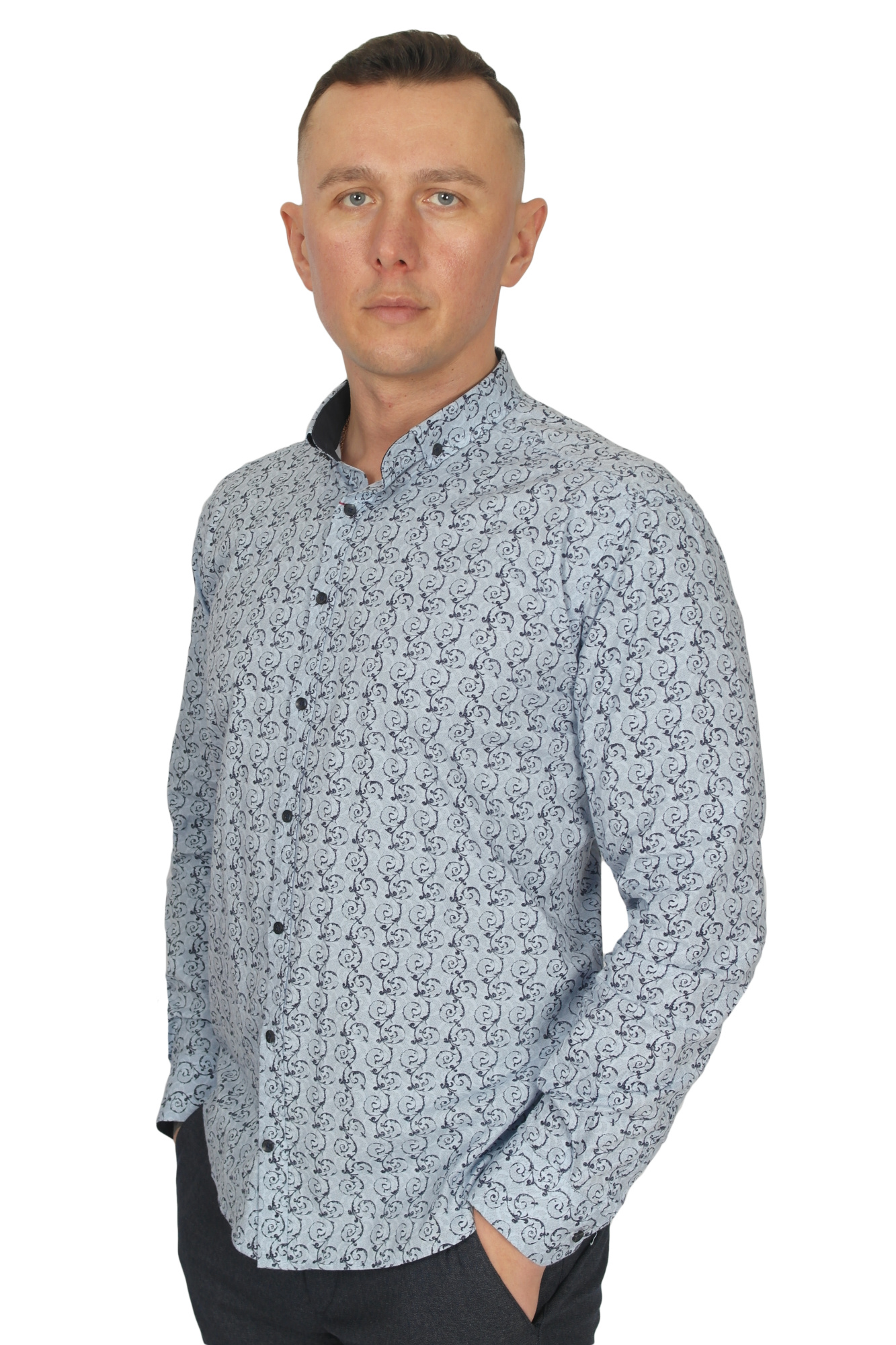 Сорочка голуба в візерунок MCR