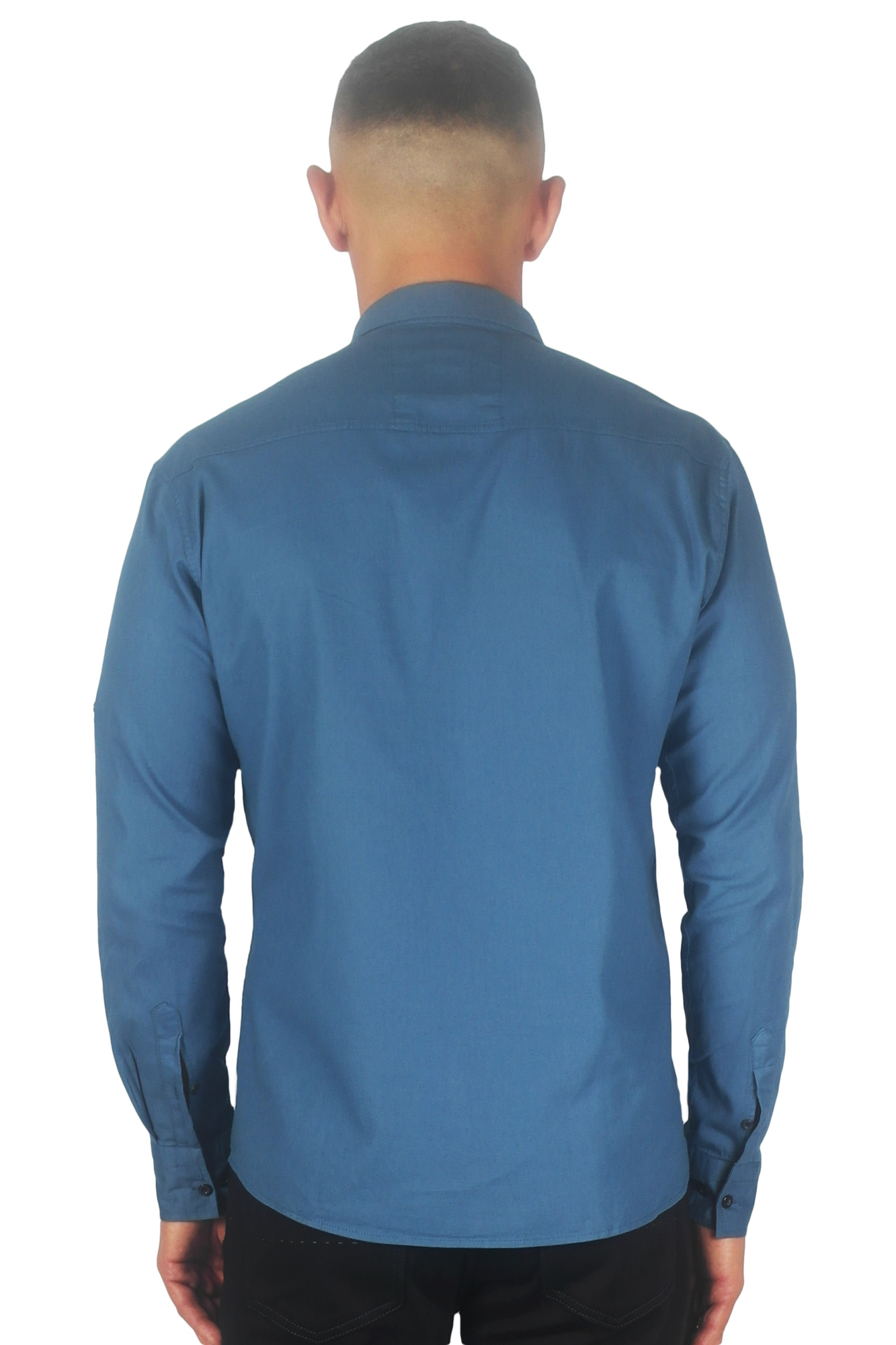 Рубашка котоновая тёмно-голубая ROYMEN